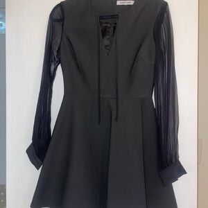 Elizabeth & James Short Black Dress with Sheer Sleeves